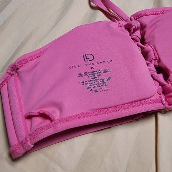 Aeropostale Pink Padded Bandeau Swimsuit Top ~ size XS Junior's - Picture 3 of 5